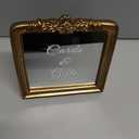 Bucherry Elegant Wedding Cards & Gifts Sign Rustic Resin Photo Frame Mirror with Stand Vintage Reception Decoration for Wedding Bridal Shower Engagement 7.3" x 7.5"