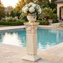 Large 35.5" Vintage Weathered Corinthian Column Pillar with Base Pedestal Magnesium Oxide Ideal for Displaying Statues, Vases, or Planters Decoration for Garden Backyard Patio Office, White