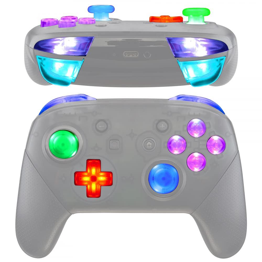 eXtremeRate Multi-Colors Luminated Thumbsticks D-pad ABXY ZR ZL L R Buttons DTFS LED Kit V2 for Nintendo Switch Pro Controller - 9 Colors Modes 6 Areas DIY Option - Controller NOT Included