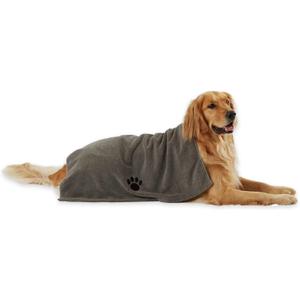 Bone Dry Pet Grooming Towel Collection Absorbent Microfiber X-Large, 41x23.5", Embroidered Gray