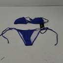 Women's Two Piece Bikini Swimsuit Sexy Ribbed Triangle Top Bathing Suits String Cheeky Bikini Sets (Medium, Royal Blue)