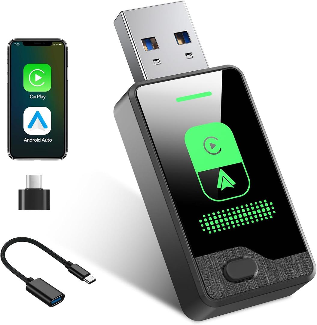 Wireless CarPlay Adapter 2025 Upgrade Auto Connect Every Time, Converts Wired to Wireless, Mini Size, Seamlessly Switch Between Android and iPhone Devices, Enjoy Uninterrupted