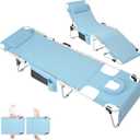 Heavy Duty Tanning Chair with Face Hole Adjustable 5-Position Folding Chaise Lounge Chairs for Outside Portable Lay Flat for Beach, Outdoor Sunbathing Patio Pool Lawn Camping Deck Poolside, Onesize