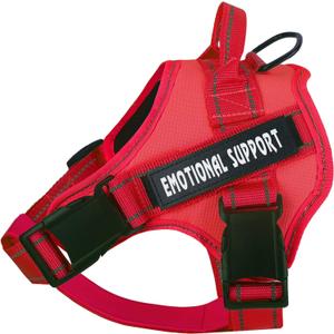 Voopet Service Dog Harness, Emotional Support Pet Vest Harness, Reflective Breathable and Adjustable No-Pull ESA Dog Harness for Small Medium Large Dogs (with 4 PCS Removeable Tags) (Medium (Pack of 1), Red)