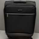Amazon Basics 18" Medium Carry-On Softside Expandable Suitcase with 360-Degree Spinner Wheels, Telescoping Handle, Zippered Pocket and Straps, Black
