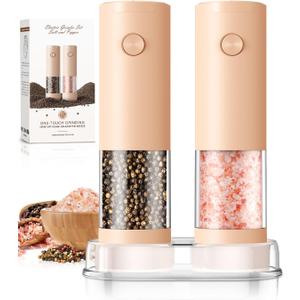 Electric Salt and Pepper Grinder Set Automatic Battery Pepper Mill Shakers Adjustable Coarseness Upgraded Larger Capacity with Led Home and Kitchen Appliances Birthday Gifts for Women Mom