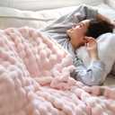 Bedsure 3D Fleece Bubble Blanket for Couch - Pink Throw Mothers Gifts Day Cute Blanket for Sofa Bed Room Decor - Luxury Soft Cozy Spring Birthday Gift for Women Girls, Lightweight, Light Pink, 50"x60"