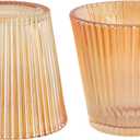 Small Glass Amber Stripe Lamp Shades Set of 2 Art Blown Lampshades,1.3lb,3.35" Top x 4.92" Diameter x 4.72" Height,Replacement Mini Lamp Shade for Floor Lamp Table Wall Lamp Chandelier Island Decor