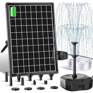 Biling 6.5W Solar Pond Filter with Battery Backup, 300L/H Solar Water Fountain Pump with 8 Nozzles & PVC Tubing, Solar Powered Filter Box for Bird Bath, Garden Ponds, Fish Tanks & DIY Water Features