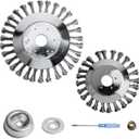 [2-Pack] 6" & 8" Steel Wire Brush Cutter Trimmer Head, Replacement for Stihl, Husqvarna, Ryobi, Echo Weed Eater, Compatible with FS55 FS90 FS110 FS130, Universal Wired Trimmer Blade with Adapter Kits