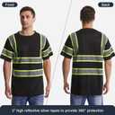 SKSAFETY High Visibility Safety Shirts for Men with Pockets 3 Pcs - Quick Dry Class 2 Hi Vis Construction Work Shirts for Men, Short Sleeve Breathable Birdeyes T-Shirts with Reflective Tapes (Black, 5XL)