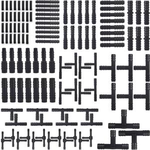 115 PCS Vacuum Connector Assortment Heat Resistance 240℃（460℉）12 Sizes Automotive Vacuum Tubing Connector Vacuum Tee Connector Assortment Kit (Black,Nylon)