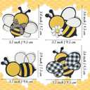 WATINC Bee Tiered Tray Decor - 4PCS Summer Wooden Table Centerpiece Sign, Double-sided Bees Printed Wood Tabletop Signs, Rustic Farmhouse Table Decoration for Holiday Home Honey Party Supplies