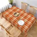 BETGINY Fall Tablecloth 60x84 Inch Rectangular Autumn Thanksgiving Plaid Table Cloth Wrinkle Resistant Rustic Tablecloth for Holiday Kitchen Dining Room Party Indoor Outdoor