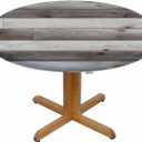 Weathered Wood Round Table Cloth Rustic Long Boards Lined Up Wooden Planks Elastic Edged Table Cover Fade and Stain Resistant Table Cloths Easy to Clean Fits Tables 40-44" Diameter
