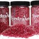 Syedra Crushed Glass for Crafts, 1-3mm Set of 3, Small Broken Glass Pieces Glitter for DIY Vase Filler Decoration 1lB (Red)