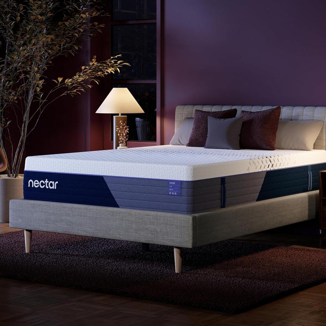 Nectar Luxe Hybrid 14 Queen Mattress - Medium Firm - Memory Foam & Innerspring Coils - Cooling Fibers - 3 Pressure Relief Layer - Mattress in a Box 