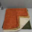 MIULEE Rust-Olive Green Decorative Throw Pillow Covers 18x18 Inch Set of 4 Boho Color-Clash Cushion Cases Farmhouse Pillow Cases Corduroy Striped Home Decor for Couch Sofa Living Room Bed