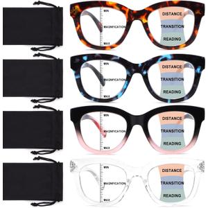 Progressive Multifocus Reading Glasses for Women Men Blue Light Blocking Computer No Line Multifocal Readers