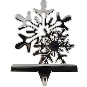 Silver Snowflake Christmas Stocking Holders for Mantle Stocking Hangers Set of 2 Stocking Hooks Fireplace Mantel Decor