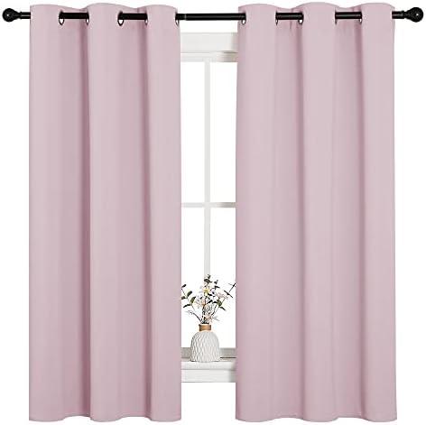 NICETOWN Nursery Essential Thermal Insulated Solid Grommet Top Blackout Curtains/Drapes (1 Pair, 42 x 63 inches in Baby Pink)