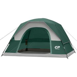 CAMPROS CP Camping Tent 4 Person, Waterproof Windproof Double Layer Dome Tent, Easy Setup with Large Mesh Windows & Wide Door for Outdoor Camping Backyard