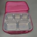 Freshmage Stainless Steel Snack Containers - 2 Pack, BPA-Free Lunch Bento Box with 5 Compartment, Reusable Food Storage Snackle Box for School, Work, and Travel, Dishwasher Safe (Pink)