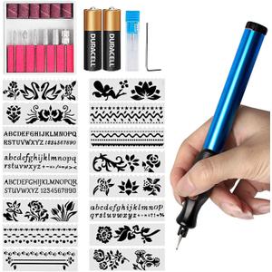 FOLAI DIY Pen Electric Engraving Tools for Jewellery Making,Metal, Glass with Replaceable Diamond Tip Bits, (Blue+accessories) FOLAI DIY Pen Electric Engraving Tools for Jewellery Making,Metal, Glass with Replaceable Diamond Tip Bits, (Blue+accessories)