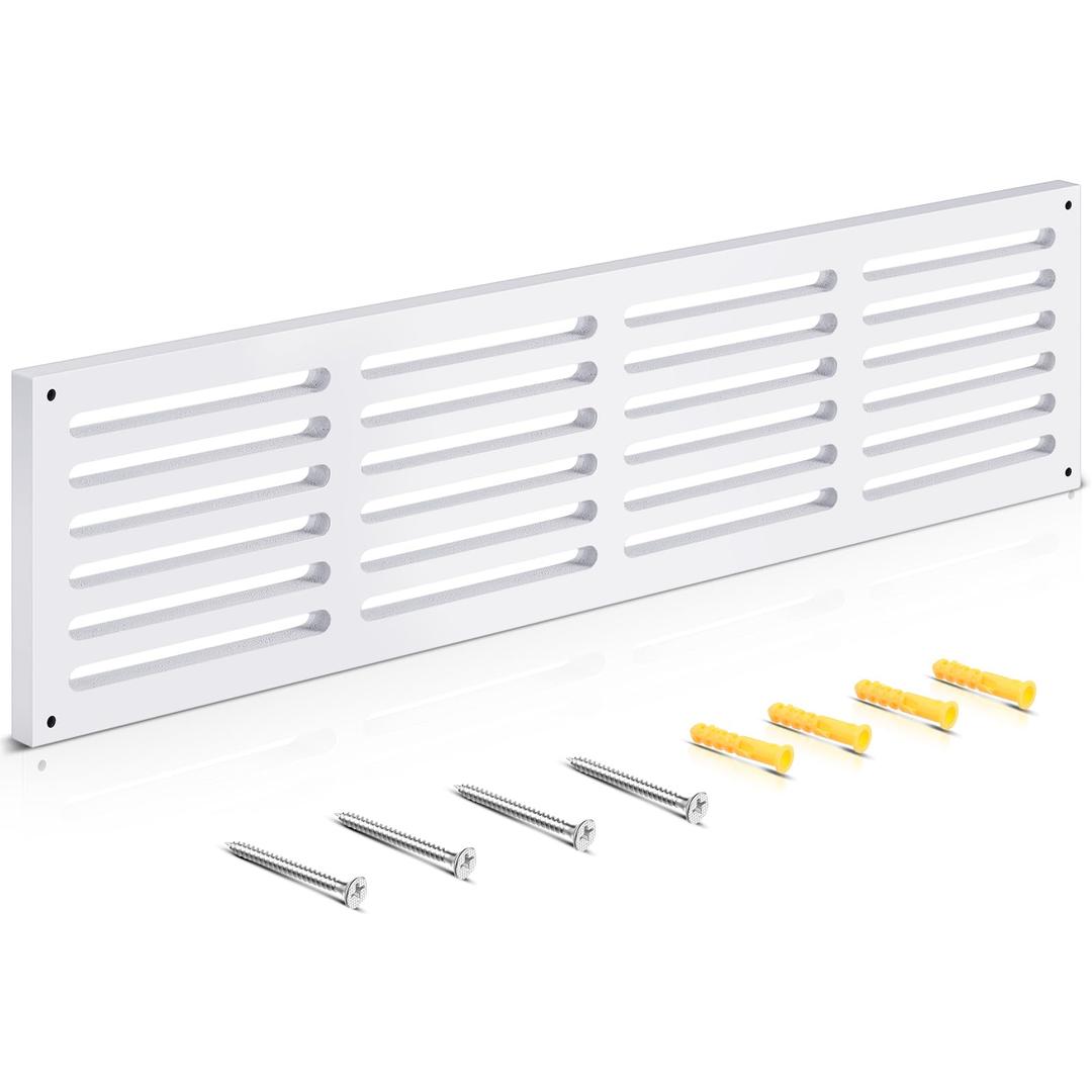 Leinuosen 1 Pcs 32 x 8 Inch Return Air Vent Cover Fit for 30" x 6" Duct Opening Cold Air HVAC Wall Grille PVC for Sidewall and Ceiling Home Bathroom Kitchen Improvement