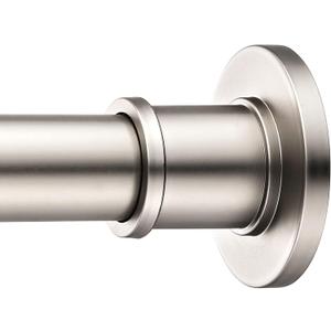 BRIOFOX Industrial Shower Curtain Rod - Spring Tension Shower Rod 43-72 Inch Tension Curtain Rod for Window or Bathroom, Satin Nickel