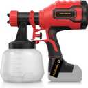 Paint Sprayer, Cordless HVLP Paint Sprayer with Brushless Motor, Compatible with Milwaukee 18V Battery(Battery Not Included),1000ml/min High Flow, 1200ml Container, 150 Din/s Max Viscosity(Red)