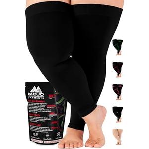 Mojo Compression Socks - 20-30mmHg Graduated Support Thigh-Hi Leg Sleeves with Grip Top - 10 Sizes, 5 Colors - Reduces Swelling, Ideal for Varicose Veins, Lymphedema, DVT Treatment - 1 Pair, 3XL