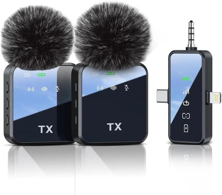 3 in 1 Microphone for iPhone/Android/Camera, Wireless Lavalier Microphone, 328ft Transmission, 18H Battery Life, for Record Interview, Vlogs, YouTube, Tiktok 3 in 1 Microphone for iPhone/Android/Camera, Wireless Lavalier Microphone, 328ft Transmission, 18H Battery Life, for Record Interview, Vlogs, YouTube, Tiktok