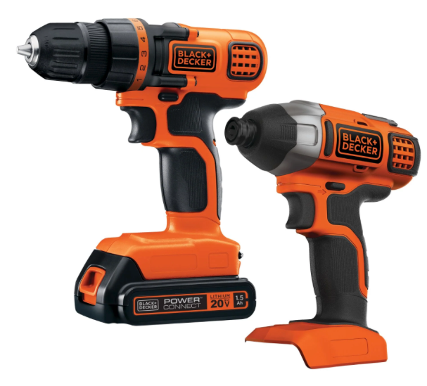 Black+Decker 20V MAX* Cordless Drill & Impact Driver Power Tool Combo Kit