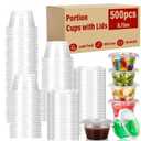 500 Sets Condiment Containers with Lids 0.75 oz Plastic Portion Cups Small Disposable Plastic Container for Meal Prep, Souffle, Salad Dressing, Condiment & Dipping Sauce Cups for Lunch Party