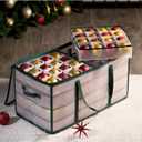 ZOBER Christmas Ornament Storage Box Plastic - Stores 128 3" Ornaments with Individual Trays - Ornament Organizer Storage Box, Durable Christmas Containers Holder - Green