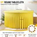 6 Pack Yellow Round Tablecloth, Fitted Table Cloths for 6 foot Round Tables, Washable 132 Inch Table Skirt for Wedding Birthday Photography Themed Parties Banquet Holidays Yellow Party Decorations, 72inch