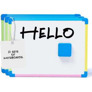 White Board for Kids - Magnet Board for Kids - Small Dry Erase Board Magnetic for Writing Learning & Drawing Art Educational - Magnetic Whiteboard - Set of 10