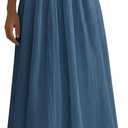 PRETTYGARDEN Maxi Dresses for Women 2025 Summer Casual Sleeveless Patchwork Flowy Vacation Sundress Knit Long Work Tank Dress (Medium, Grey Blue)