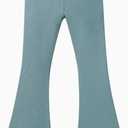 Haloumoning Girls Kids Elastic Waist Ribbed Flare Split Bottom Pants Stretch Casual Long Pants(5-14Y) (Blue)