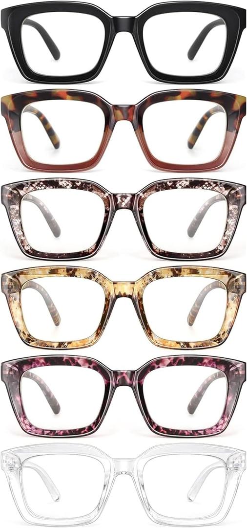 miyya Oprah Style Reading Glasses for Women, Cheaters Eyeglasses, Oversized Blue Light Readers, Fashion Eye Glasses (M2 6 Pack Mix)