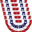6 Pack USA Pleated Bunting Fan Flags 1.5x3 Ft - American US Flag Bunting for Outside Red White & Blue Patriotic Decor for 250th Anniversary, Memorial Day, Independence Day 4th of July Decorations