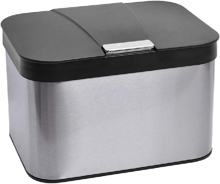 Compost Bin for Kitchen, Countertop Compost Bin, Body Stainless Steel with Lid, 1.13 Gallon with Inner Bucket Compact and Easy Clean (Black Silver)