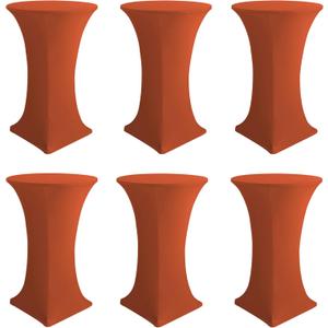 Cocktail Table Covers-Spandex Round High Top Table Cloths 8 Pack 32x43 Inch-Red Stretch Fitted Christmas Tablecloth for Pub Bistro Highboy Party Event Banquet Height Folding Satnding Tables (Rust)