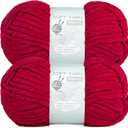 Chunky Chenille Yarn Velvet Soft Super Bulky Size 6 for Crocheting Knitting, Baby Blanket Yarn, 100g 71 Yds per Skein, Easy to Use for Scarves, Amigurumi, Crafts (2, Jujube Red)