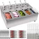 Pizza Topping Station 10 Pans Pizza Storage Container Topping containers with Lids Spoon Condiment Organizers Buffet Containers Set for Restaurant Pizza Sauce Jam Fruit Ingredient