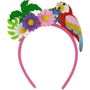 Parrot Headband Fashion Coconut Tree Hair Accessories for Women Hawaii Party Headbands for Girls Summer Beach Flower Hair Bands Pink Hair Decorations 1Pcs