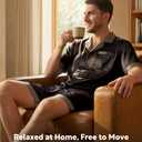 DAVID ARCHY Men's Satin Pajama Set Soft Summer Loungewear (M, Green) (M)