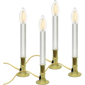 4 Pack Electric Window Candles with Sensor Dusk to Dawn, Plug in LED Christmas Candles with Ivory White Cord, 9 Inch Warm White Window Candle Lights for Home Holiday Decorations, UL Listed