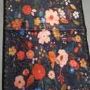 Rugcomf Door Mat Indoor Entrance 2x3 Rug Machine Washable Boho Floral Small Area Rug Non-Slip Low Pile Throw Rugs for Entryway, Kitchen, Front Door Indoor Entrance, Entry, Kids Room (Black)